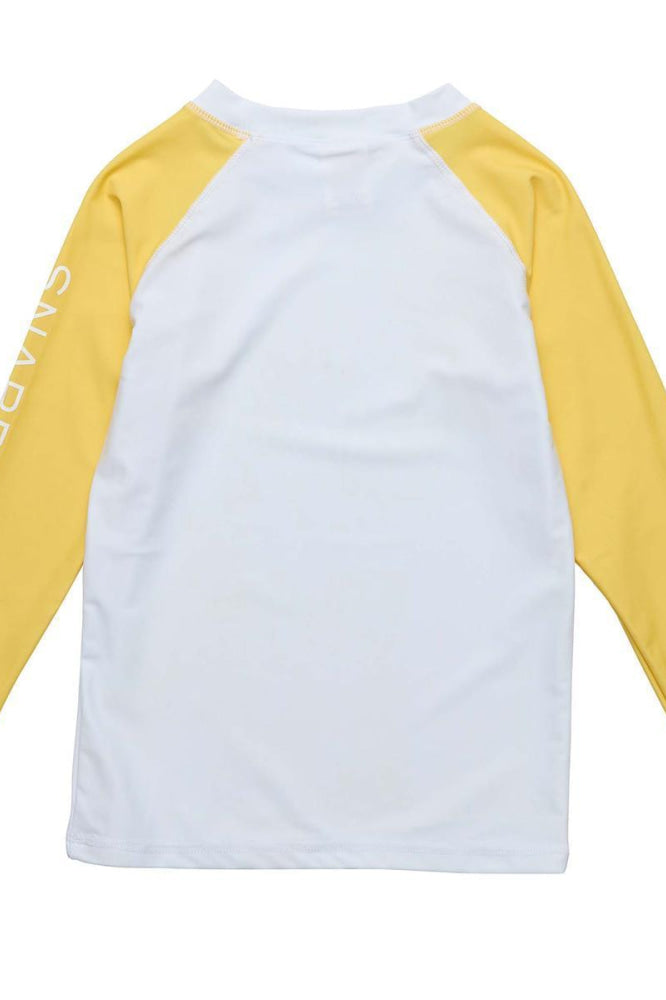 Sustainable LS Rash Top - White & Yellow - Rash Guard