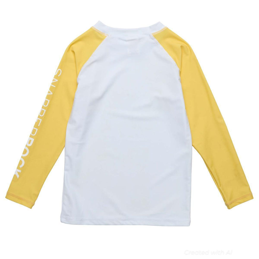 Sustainable LS Rash Top - White & Yellow - Rash Guard