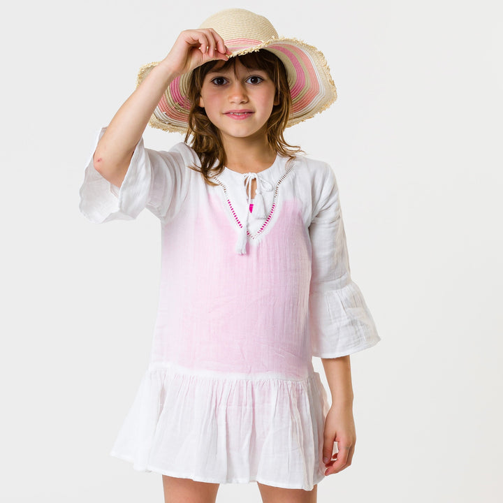 Gigi Girls Beach Dress - White