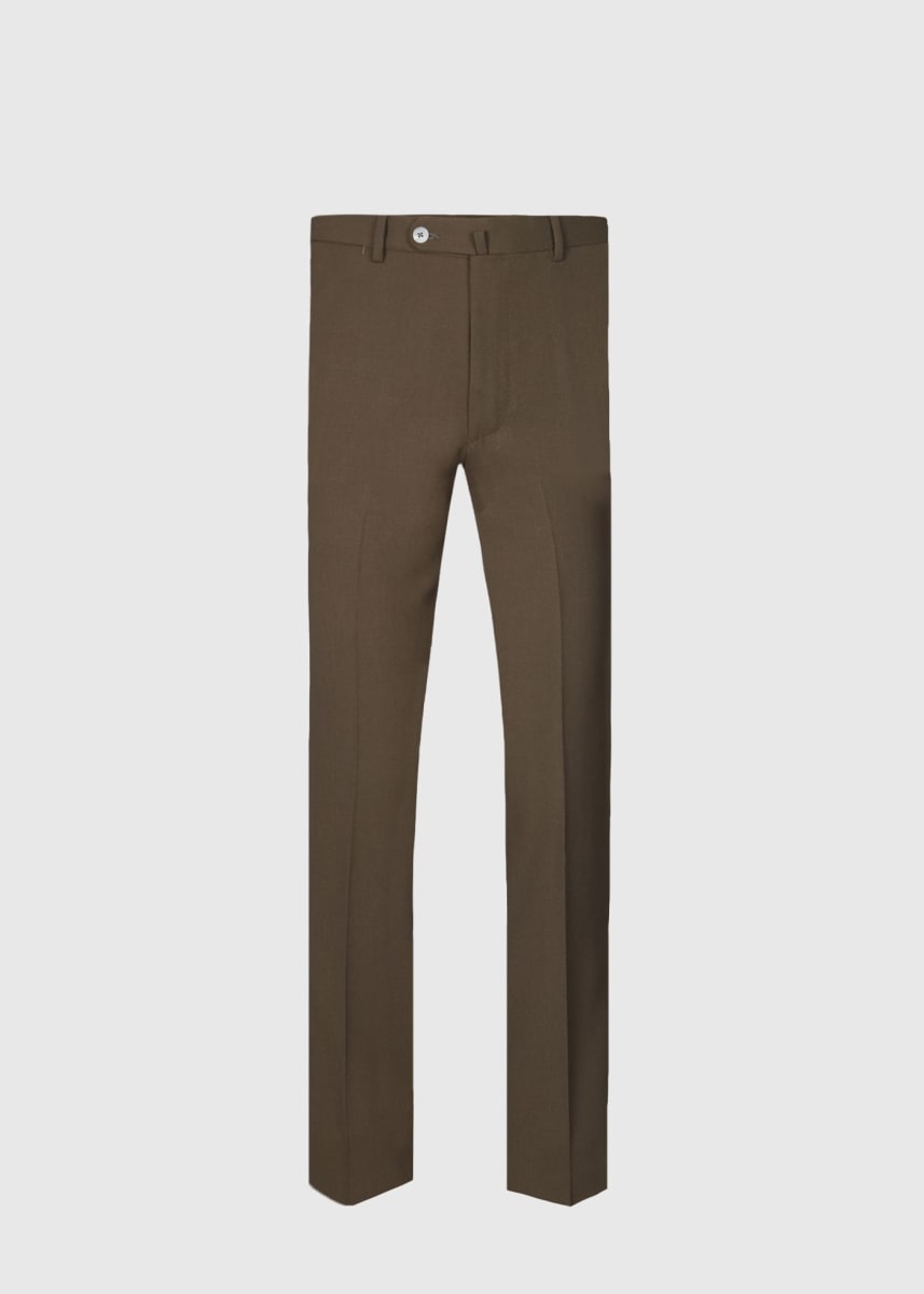 Wool Twill James Dress Trouser - Brown