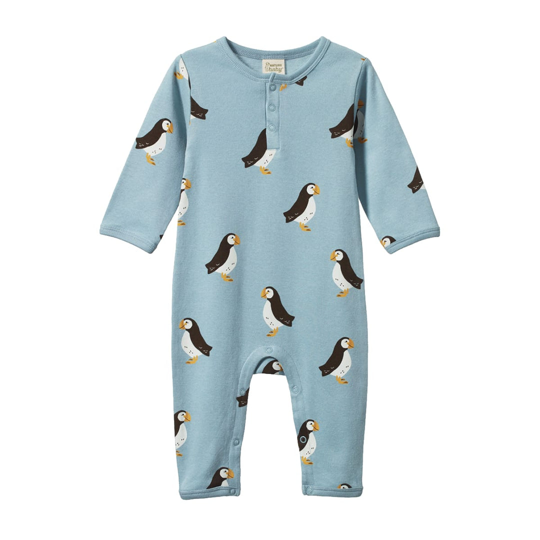 Henley Sleep Suit - Puffin Print