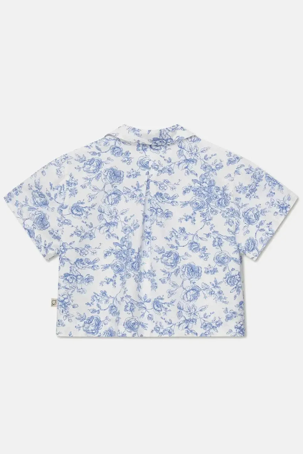 Floral Crop Shirt - Ivory/Blue