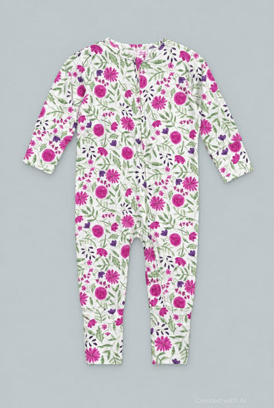 Sweet Purple Flowers Convertible Romper - Lainey - Romper