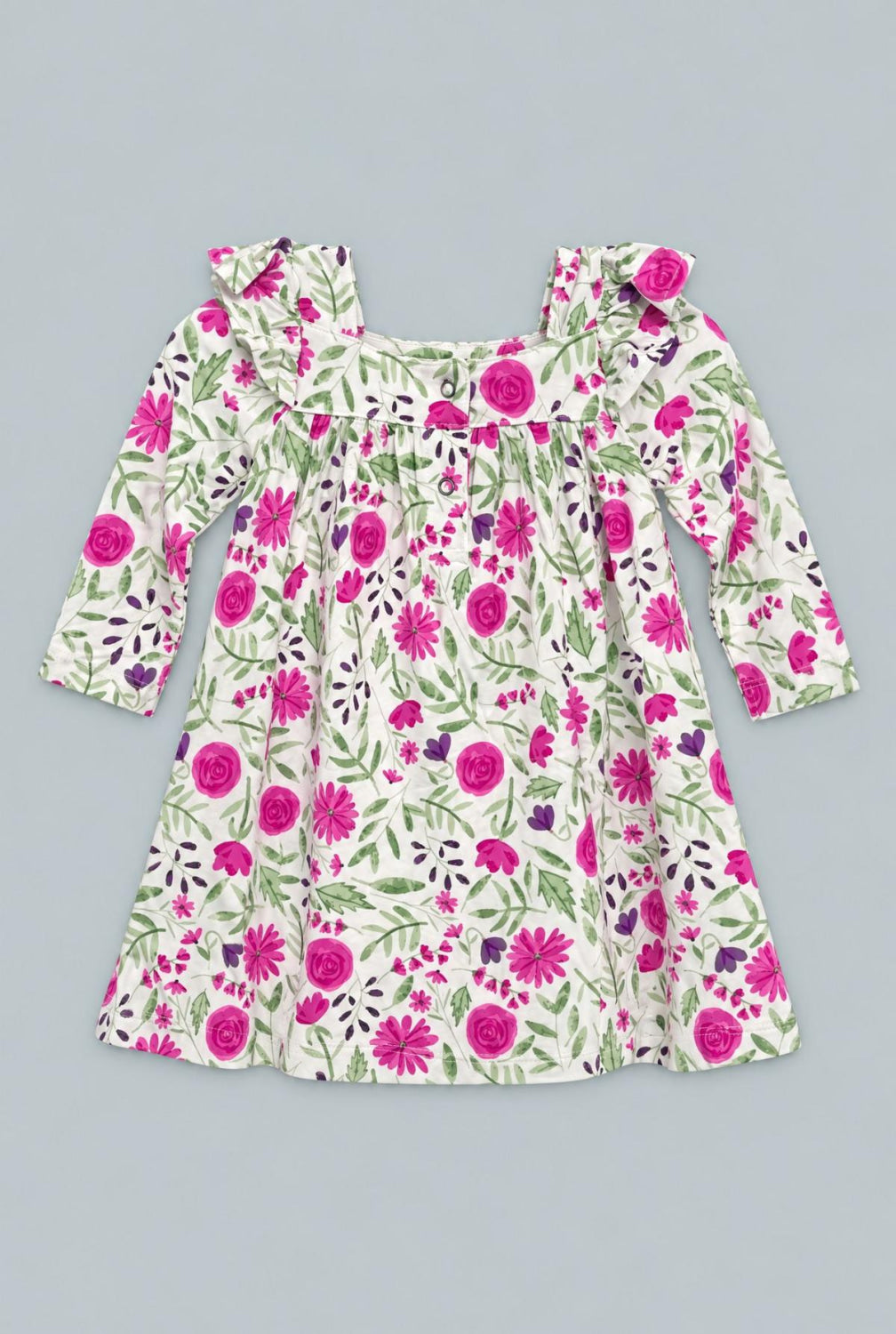 Sweet Purple Flowers Ruffle Dress With Bloomer - Lainey - Dresses