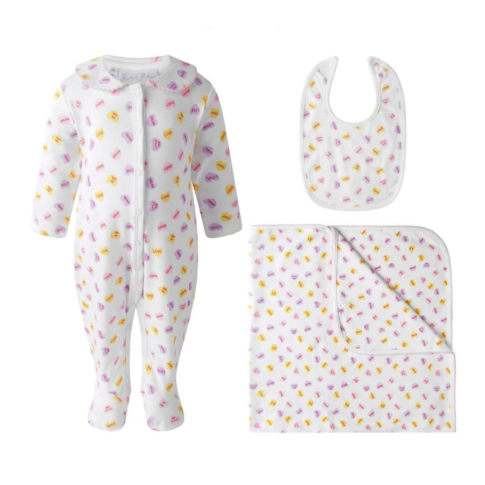 Sweetie Heart Babygro Blanket & Bib Gift Set - Footies