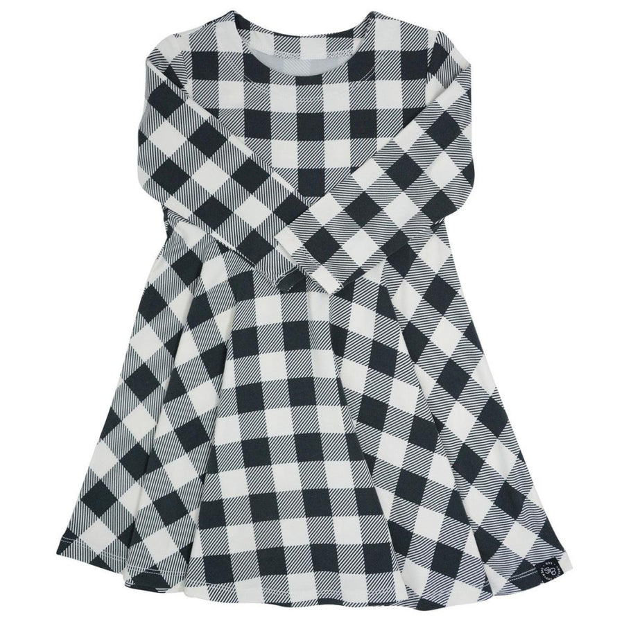 Swirly Girl Dress - Buffalo Plaid Black - 10 Years - Dresses