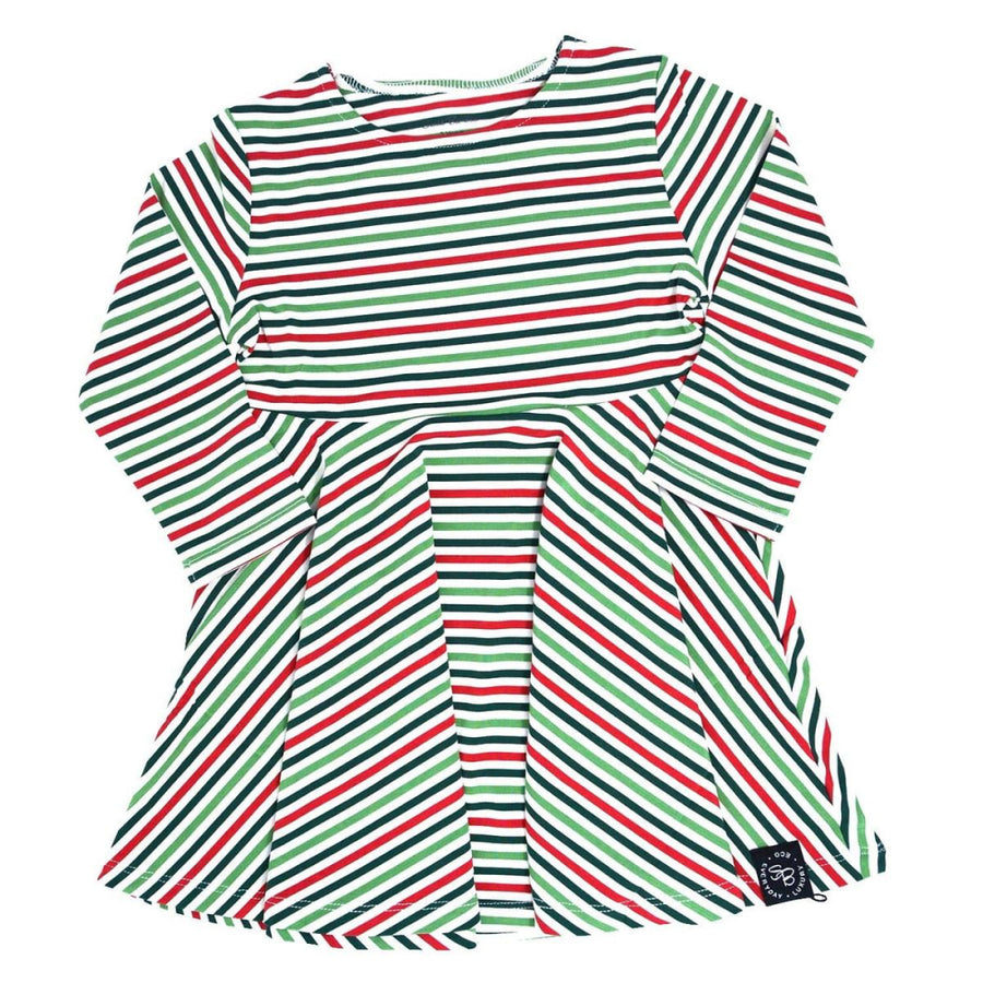 Swirly Girl Dress - Christmas Stripes - Dresses