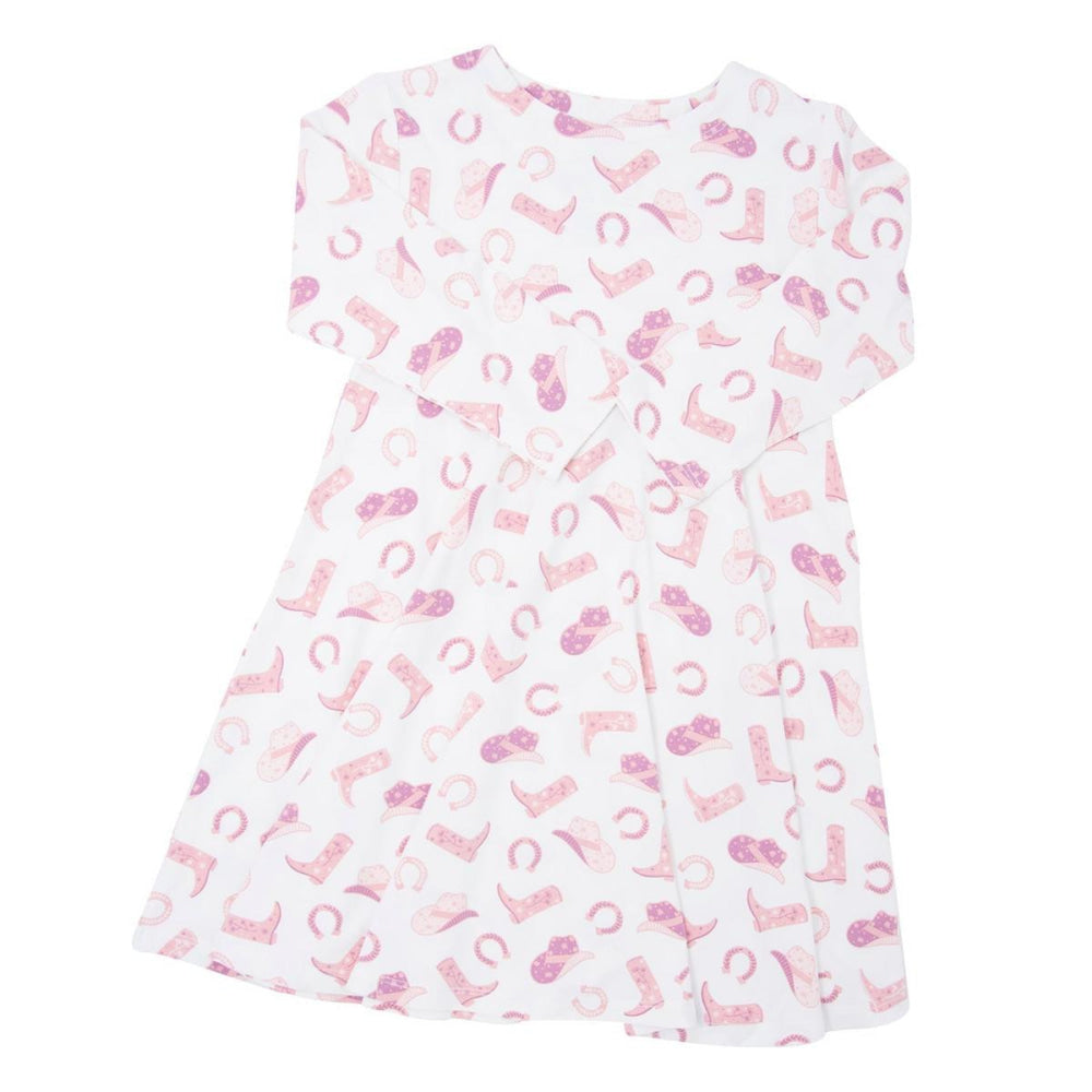 Swirly Girl Dress - Cowgirl Boots - Dresses