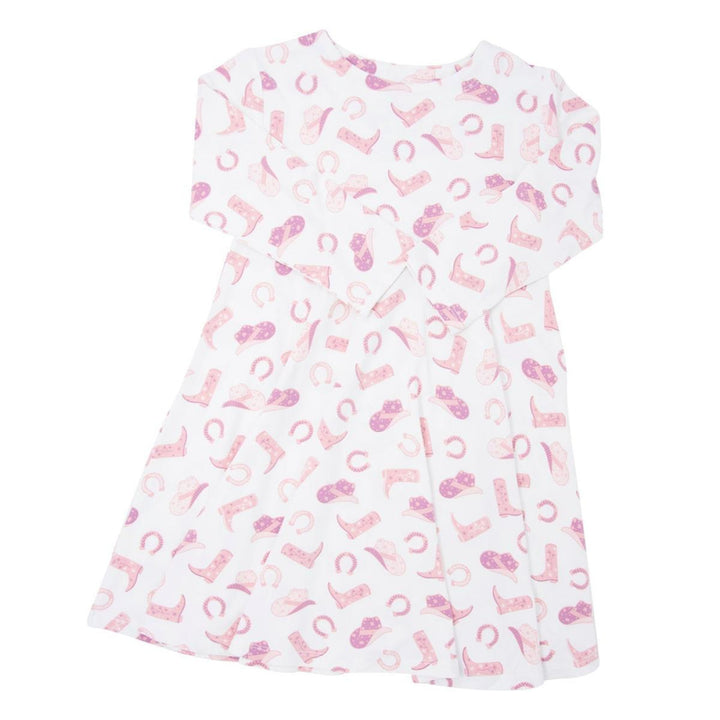 Swirly Girl Dress - Cowgirl Boots - Dresses