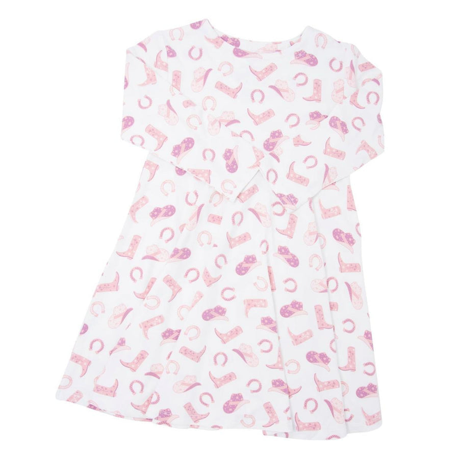 Swirly Girl Dress - Cowgirl Boots - Dresses