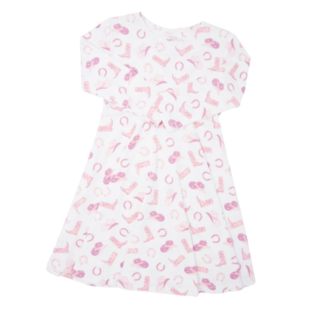 Swirly Girl Dress - Cowgirl Boots - Dresses