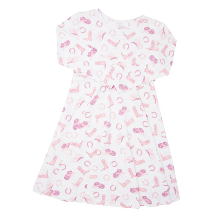 Swirly Girl Dress - Cowgirl Boots - Dresses