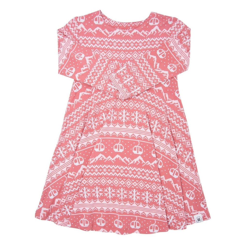 Swirly Girl Dress - Fair Isle Ski Pink - Dresses