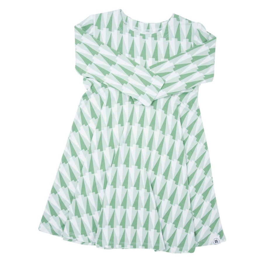 Swirly Girl Dress - Geo Tree Green - dresses - baby