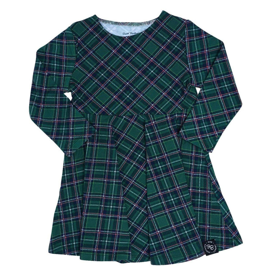 Swirly Girl Dress - Green Plaid - Dresses