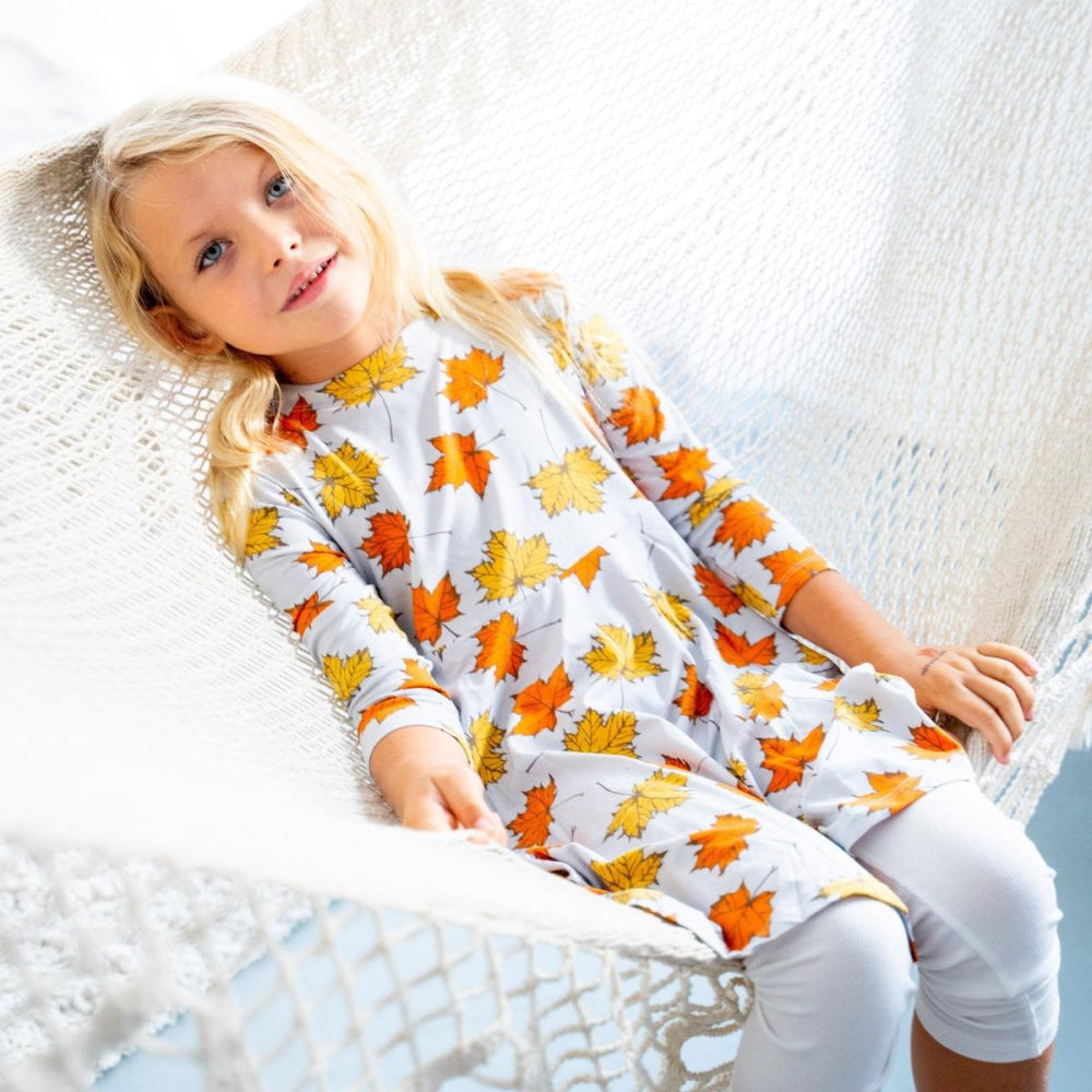 Swirly Girl Dress - Grey Leaves - Dresses