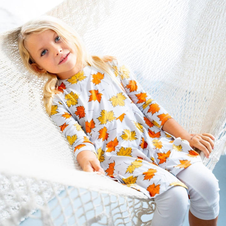 Swirly Girl Dress - Grey Leaves - Dresses
