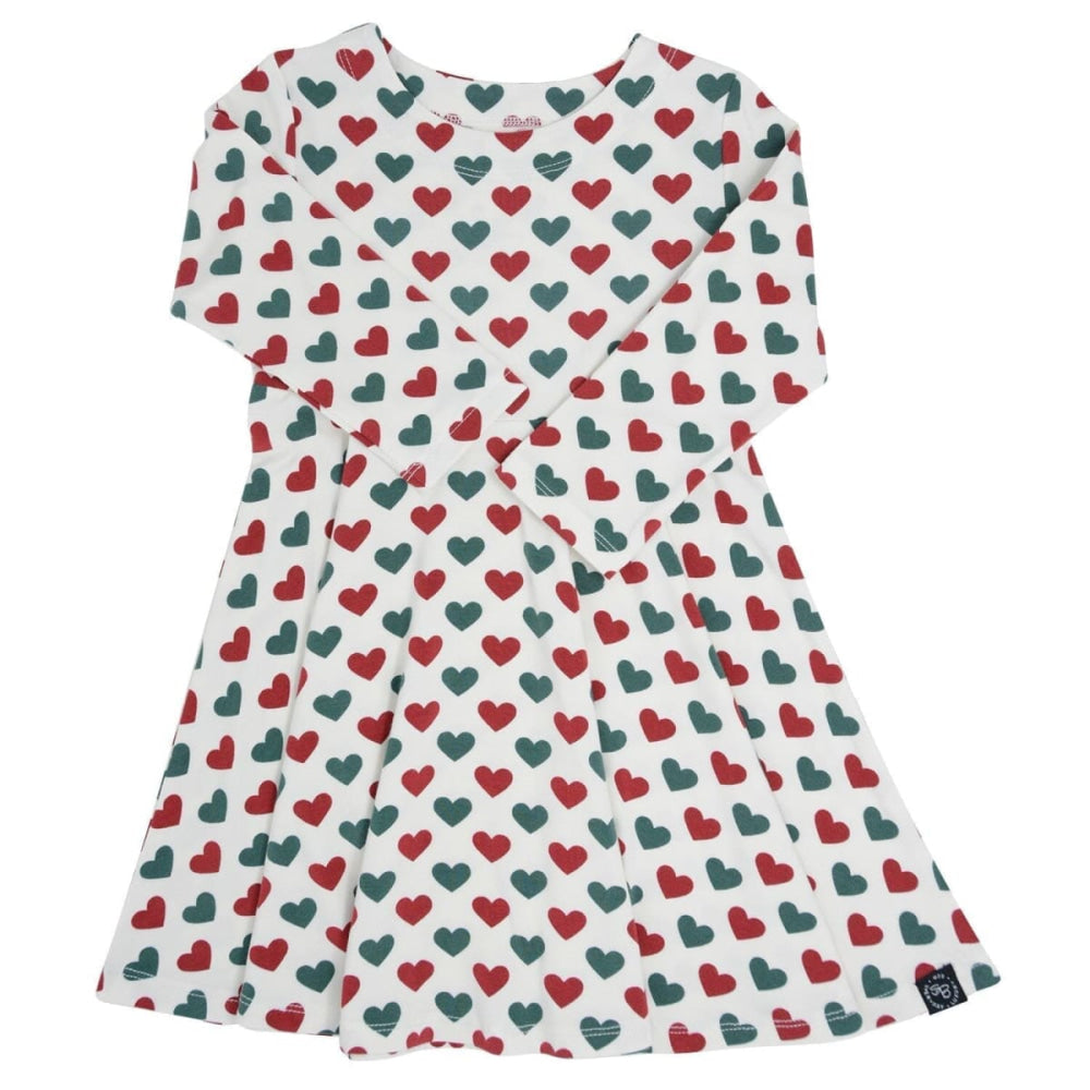Swirly Girl Dress - Holiday Hearts - Dresses