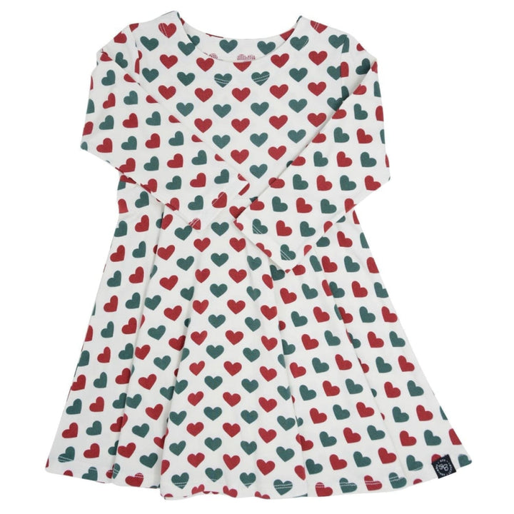 Swirly Girl Dress - Holiday Hearts - Dresses