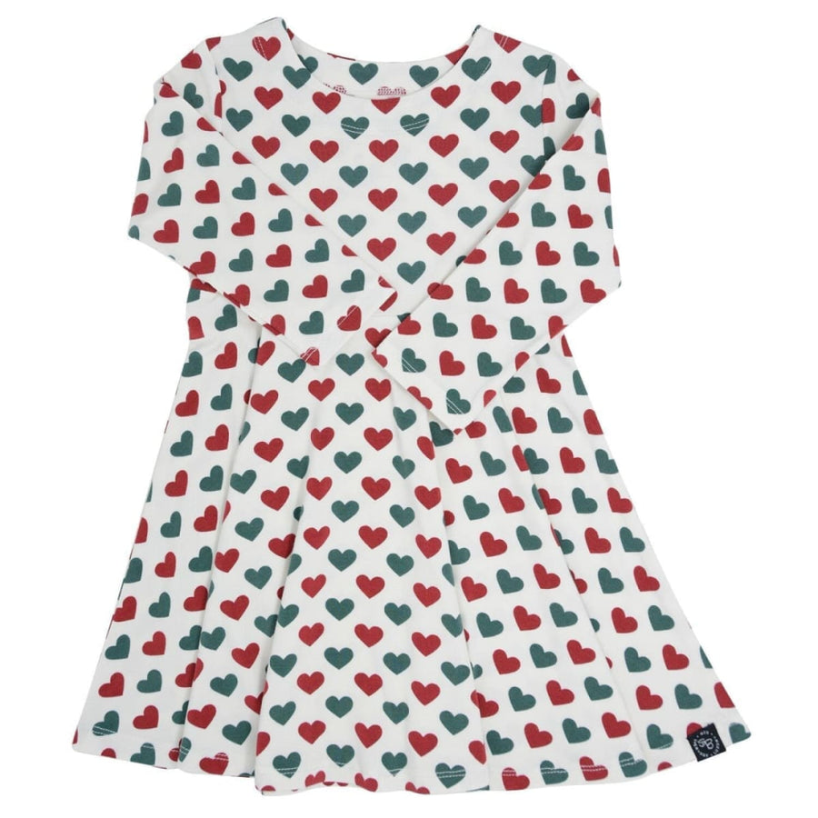 Swirly Girl Dress - Holiday Hearts - Dresses