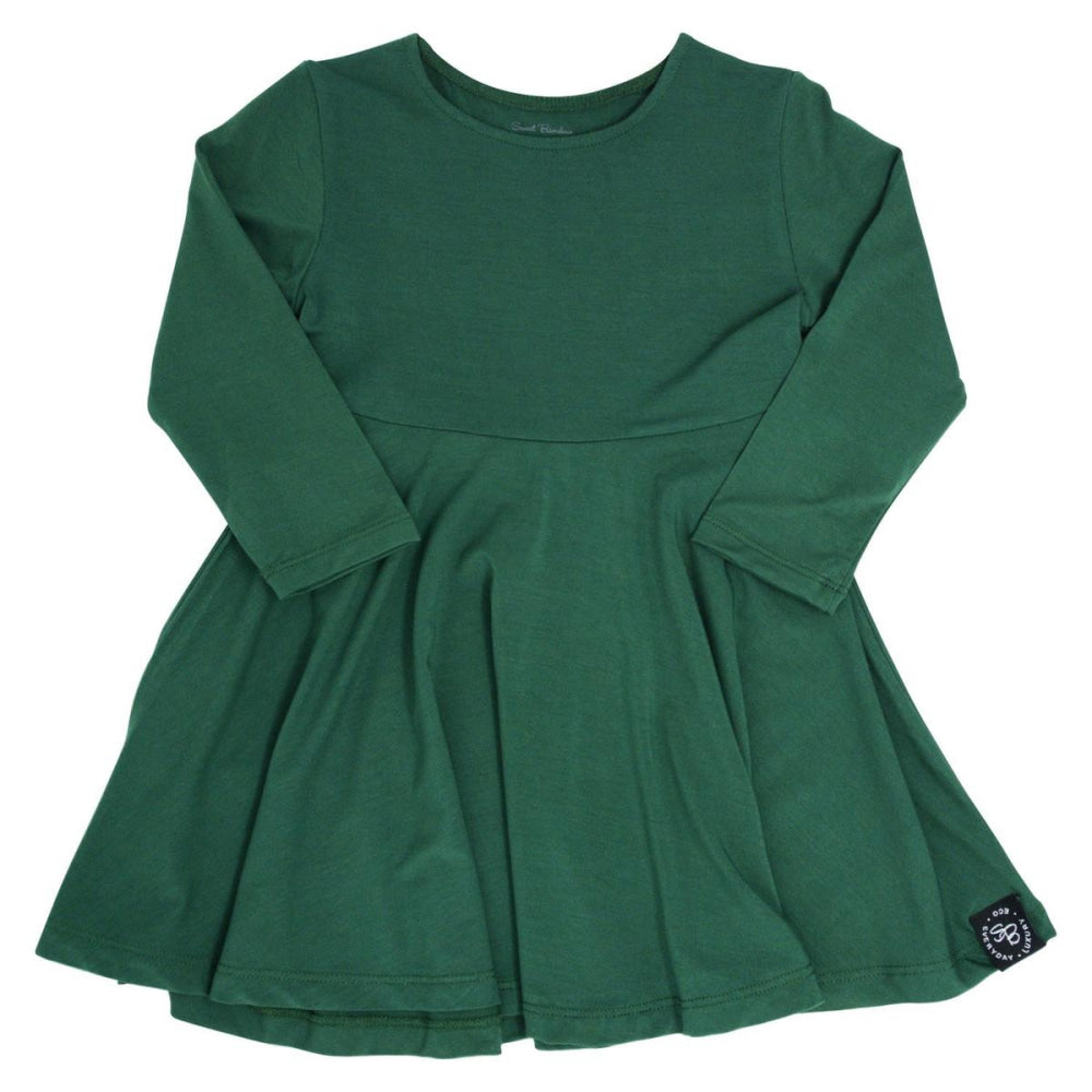 Swirly Girl Dress - Hunter Green - Dresses