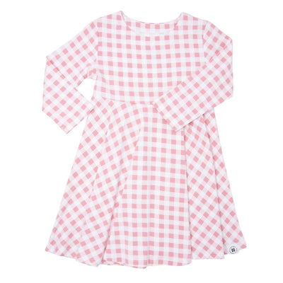 Swirly Girl Dress - Pink Gingham - Dresses