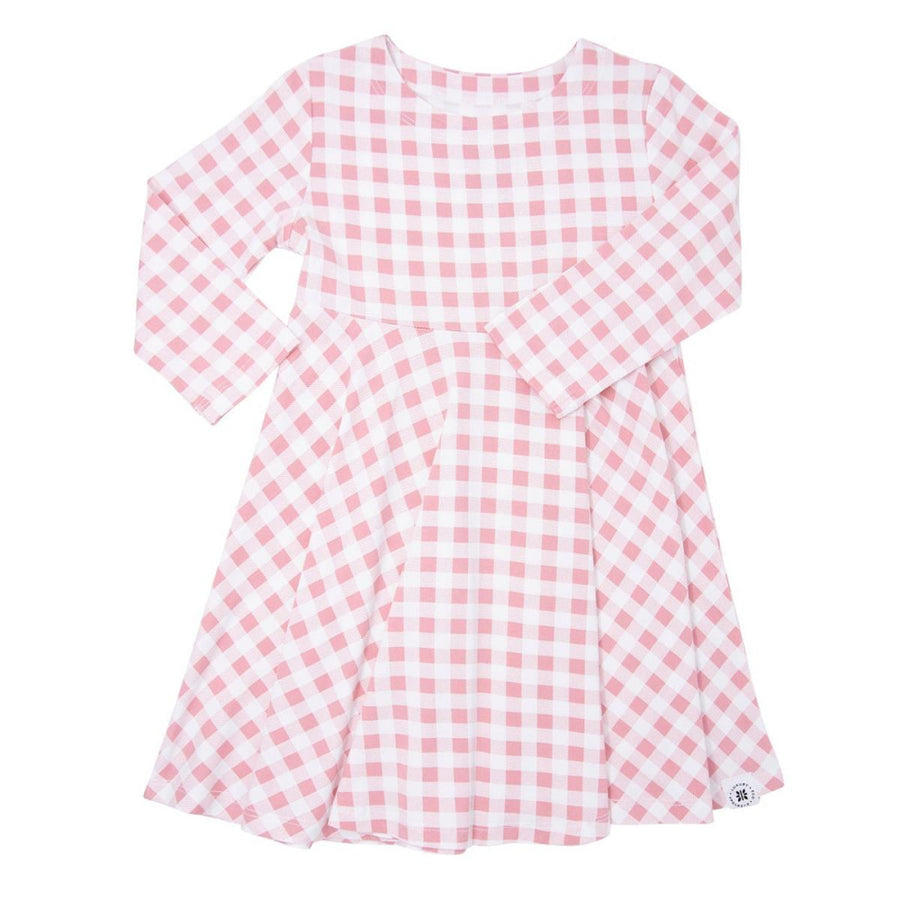 Swirly Girl Dress - Pink Gingham - Dresses