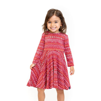 Swirly Girl Dress - String of Lights Burgundy - Dresses