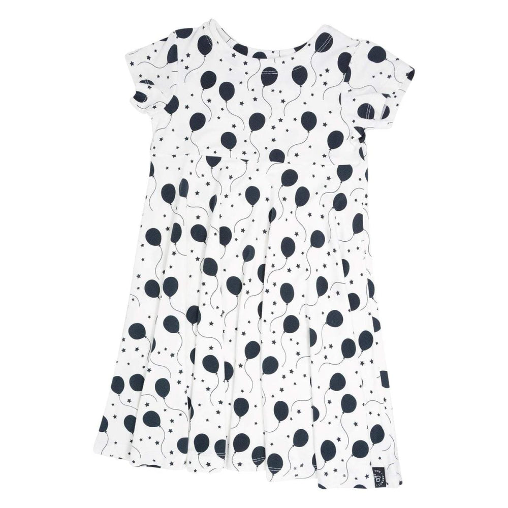 Swirly Girl Short Sleeve Dress - Black Balloons - Dresses