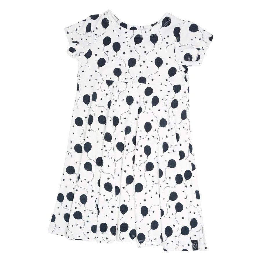 Swirly Girl Short Sleeve Dress - Black Balloons - Dresses