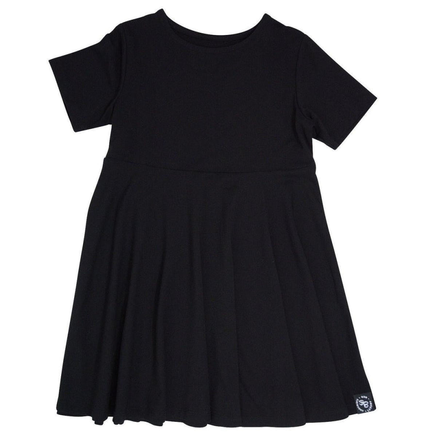 Swirly Girl Short Sleeve Dress - Blazing Black - Dresses