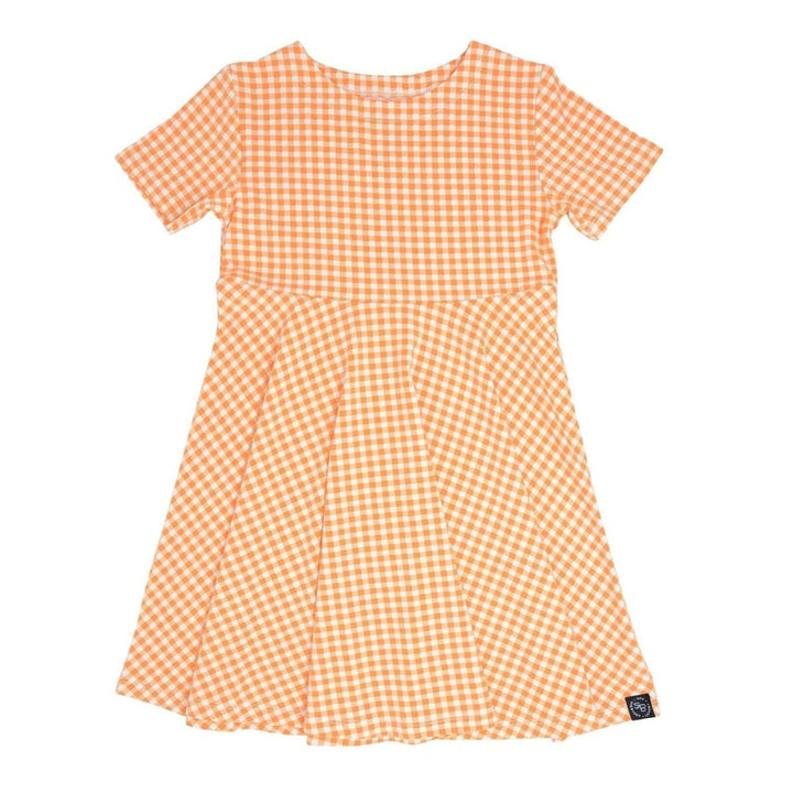 Swirly Girl Short Sleeve Dress - Gingham Orange - Dresses