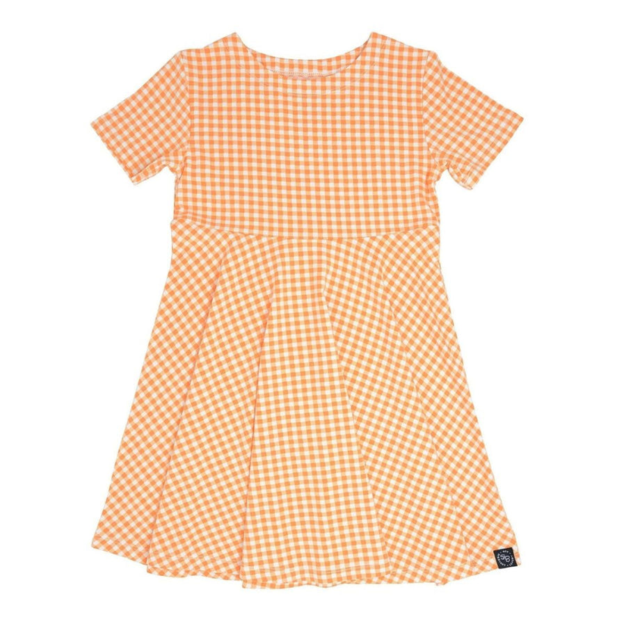 Swirly Girl Short Sleeve Dress - Gingham Orange - Dresses