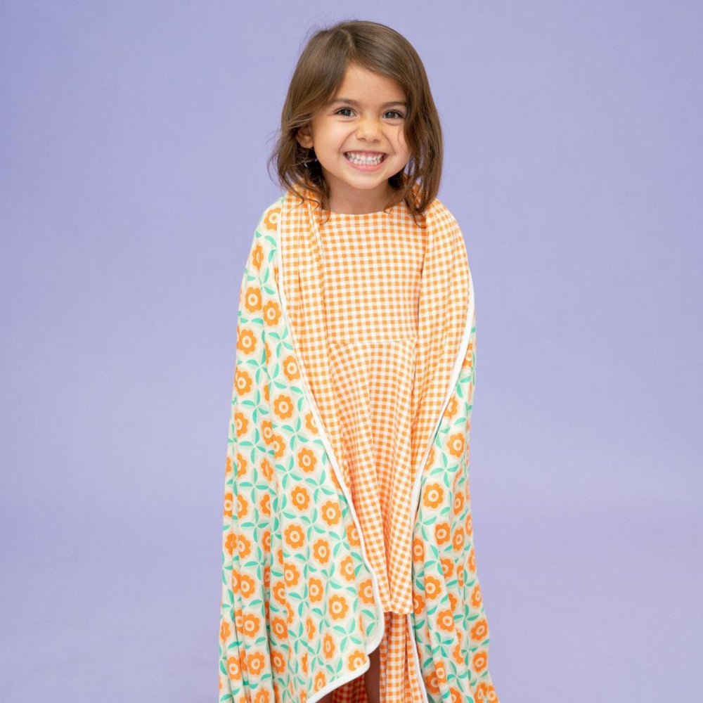 Swirly Girl Short Sleeve Dress - Gingham Orange - Dresses