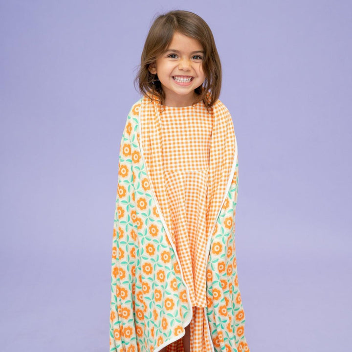 Swirly Girl Short Sleeve Dress - Gingham Orange - Dresses