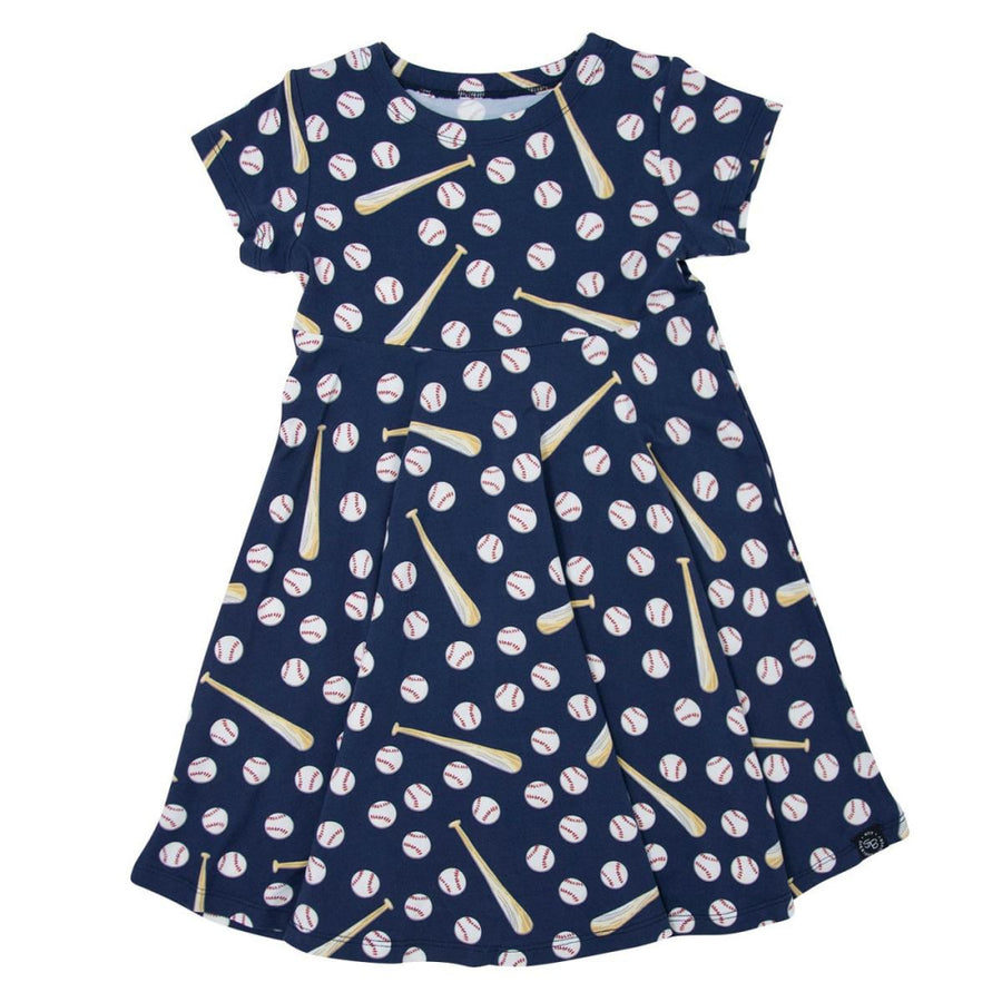 Swirly Girl Short Sleeve Dress - Little Slugger Navy - Dresses