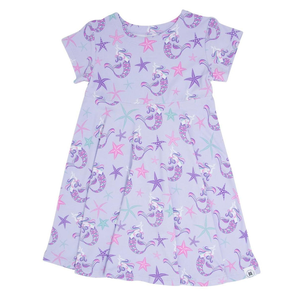 Swirly Girl Short Sleeve Dress - Mermaid Purple - Dresses