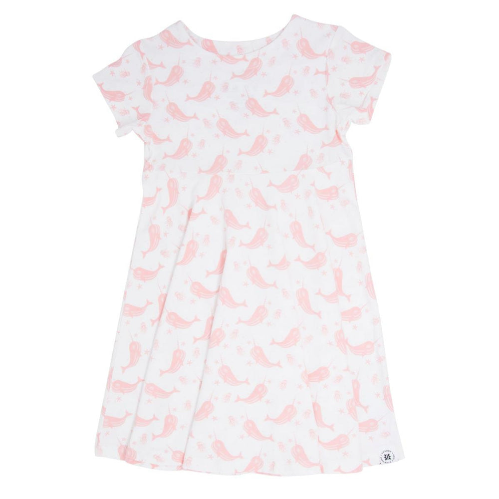 Swirly Girl Short Sleeve Dress - Narwhal Pink - Dresses
