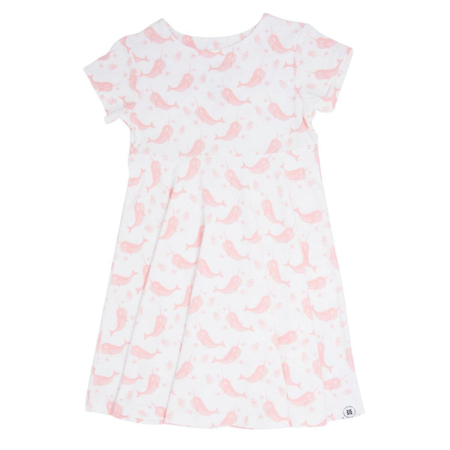 Swirly Girl Short Sleeve Dress - Narwhal Pink - Dresses