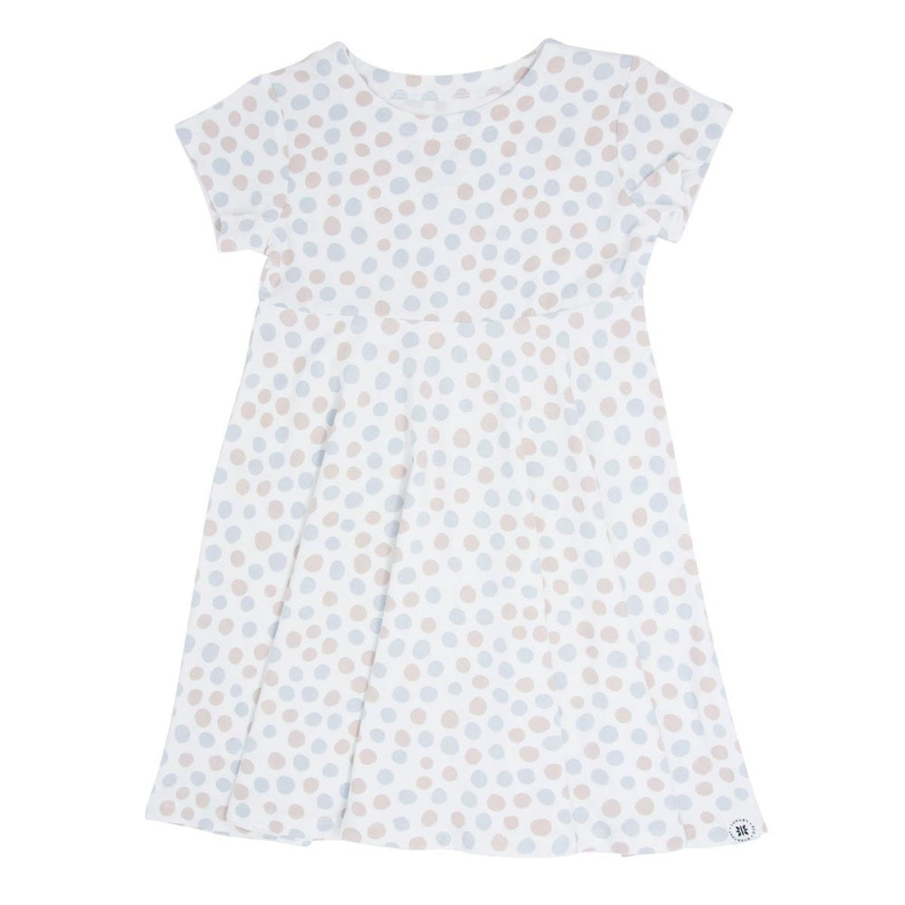 Swirly Girl Short Sleeve Dress - Polka Dot Grey - Dresses