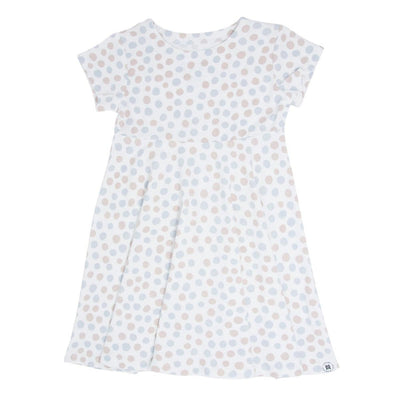 Swirly Girl Short Sleeve Dress - Polka Dot Grey - Dresses