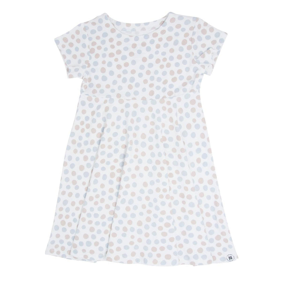 Swirly Girl Short Sleeve Dress - Polka Dot Grey - Dresses