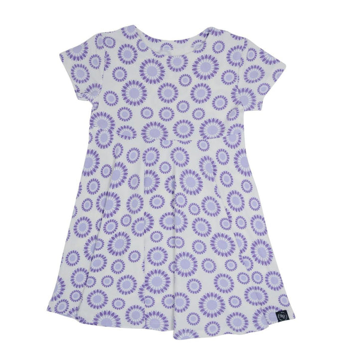 Swirly Girl Short Sleeve Dress - Sunflower Purple - Dresses