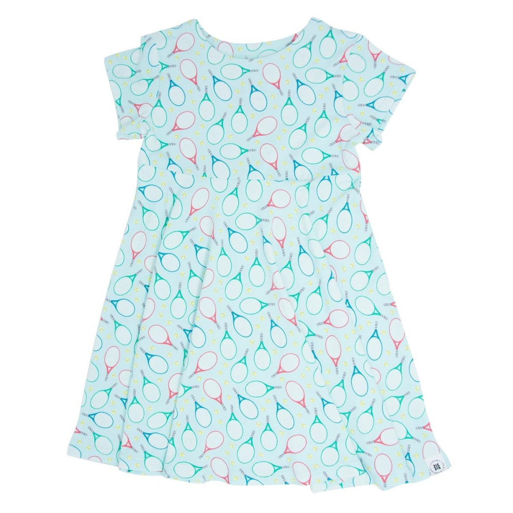 Swirly Girl Short Sleeve Dress - Tennis - Dresses