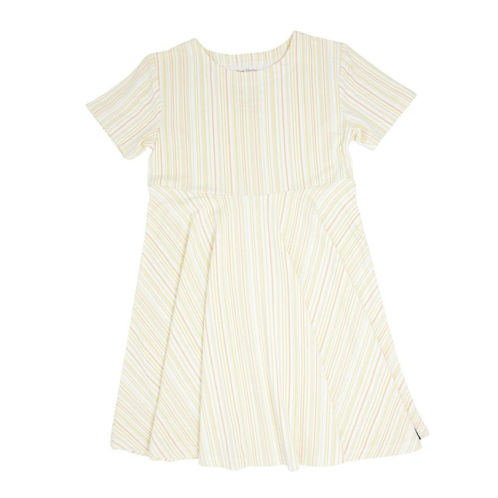 Swirly Girl Short Sleeve Dress - Yellow - Dresses