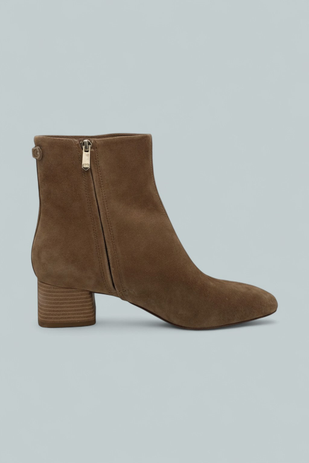 Women's Paige Square Toe Block Heel Ankle Booties - Almond Taupe Suede