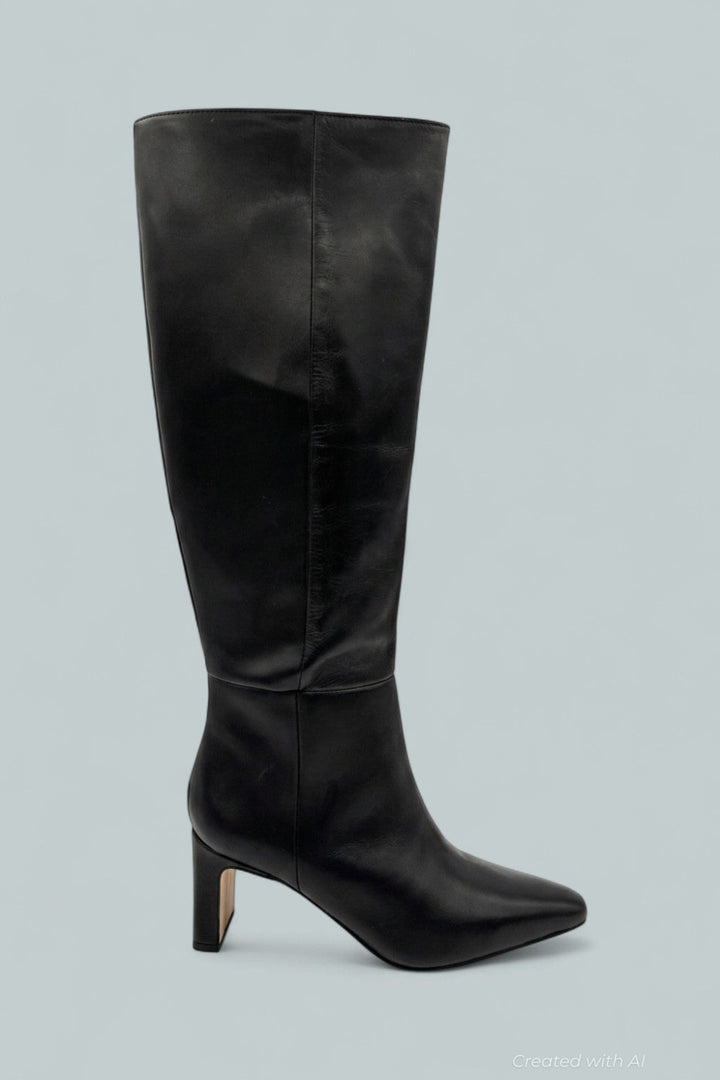 Sylvia Pointed Toe High Heel Boots - Black - 5.5 - Boots