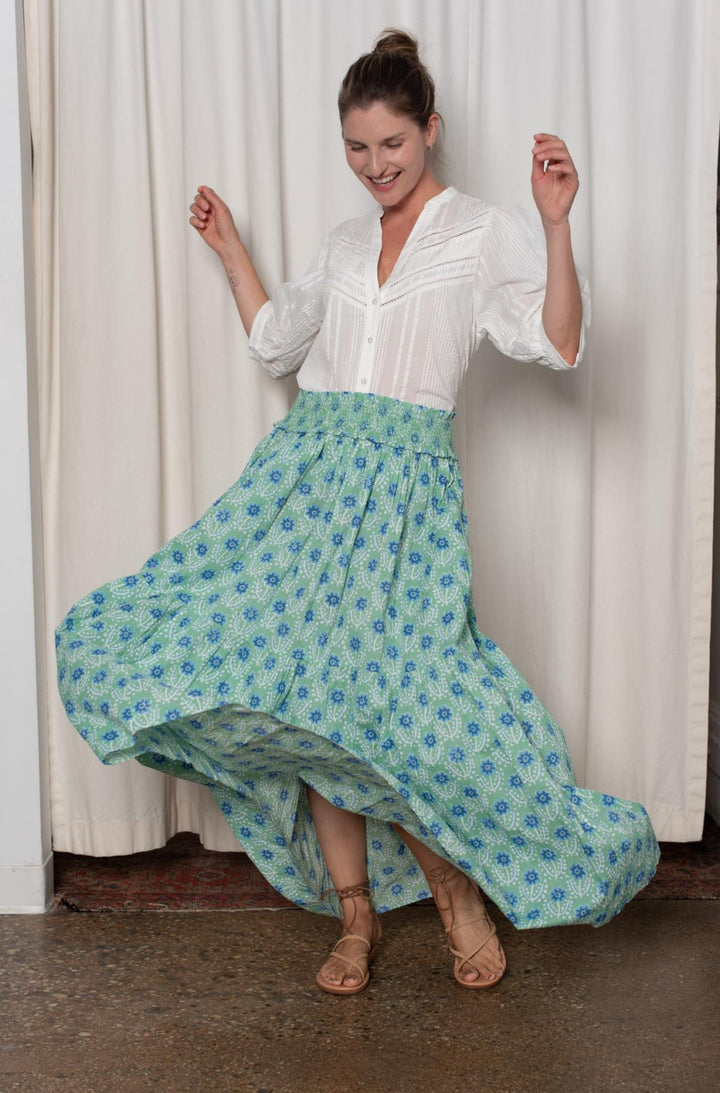 Sylvie Skirt - Green and Blue Azalea - Skirt