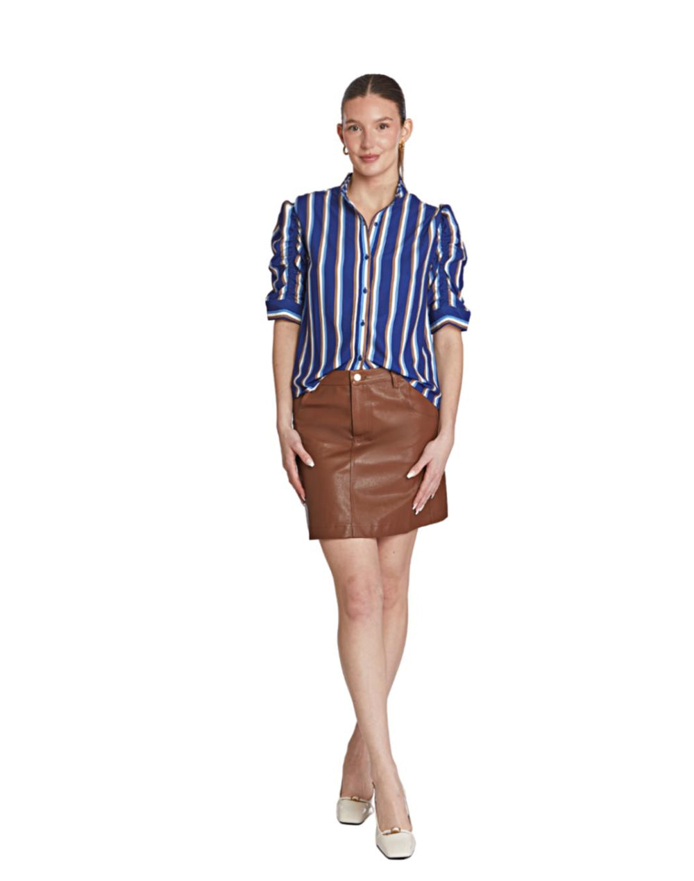 Sylvie Top - Blue-stripe - Collared Shirt