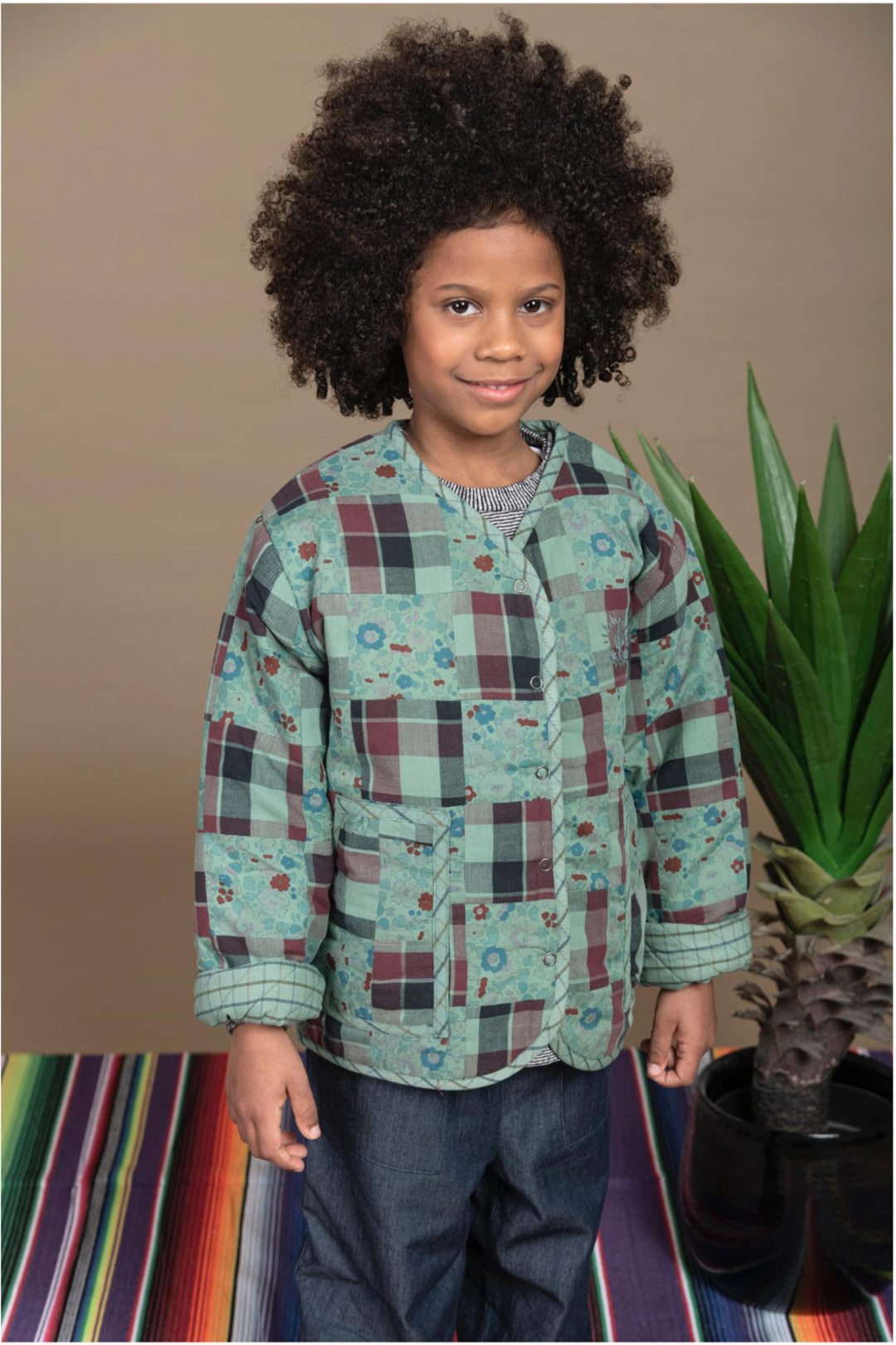Reversible Kids Jacket - Celadon Patchwork
